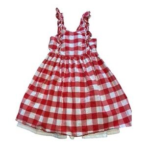 Max Studio Kids girls white and red picnic casual dress. Size 7
